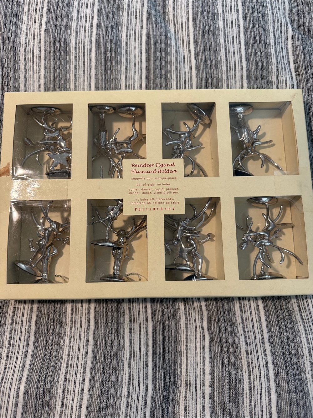 Pottery Barn Silver Reindeer Placecard Holders - Set of Eight
